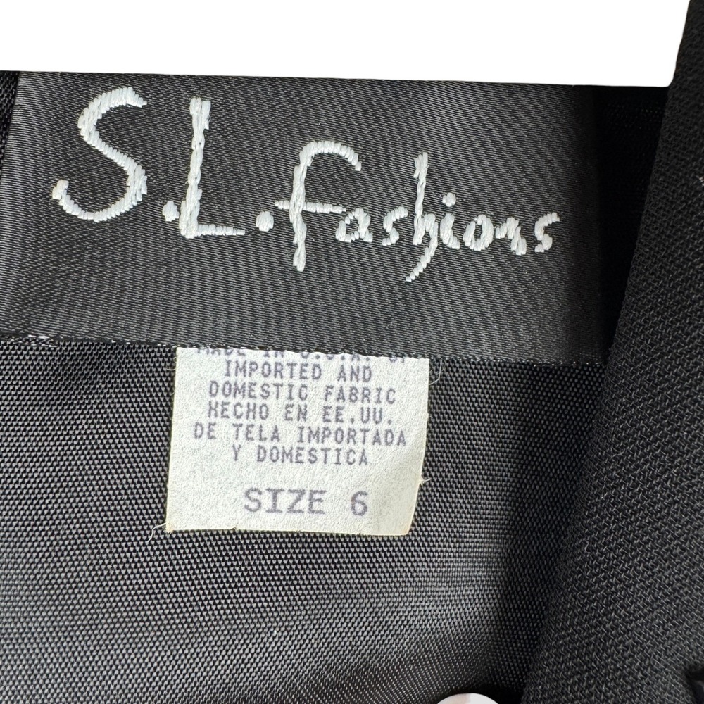 SL Fashions Black Beaded Evening Dress Womens Size 6 Formal Cocktail Y2K 2000s - Picture 6 of 10